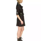 MICHAEL Women's Belted Faux-Leather Trim Mini Trench Dress