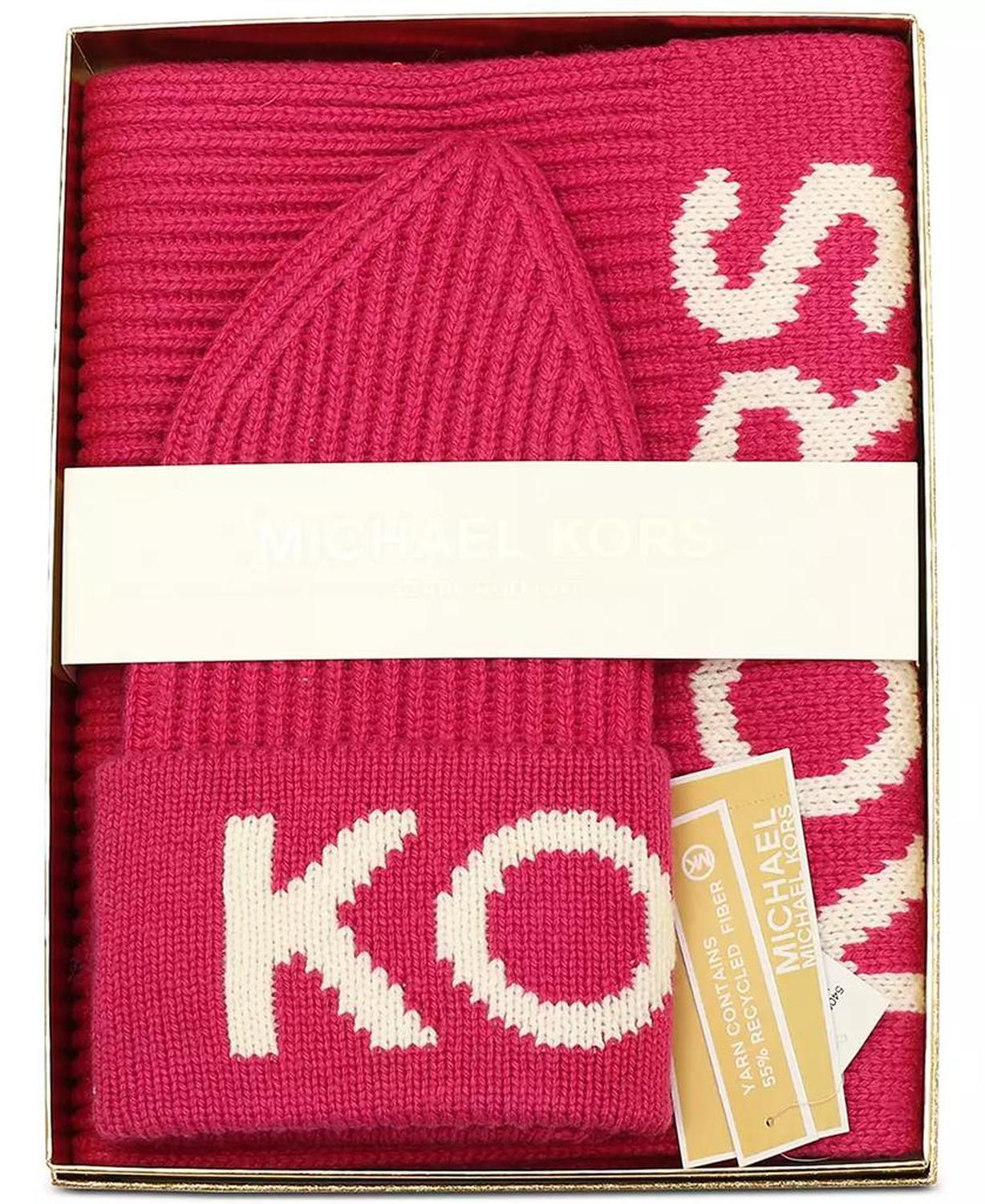 KORS Fisherman's Rib Beanie and Scarf Set