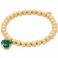 Gold-Tone Pop of Joy Green Stone Stretch Bracelet