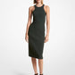 Double Faced Stretch Wool Crepe Racerback Sheath Dress