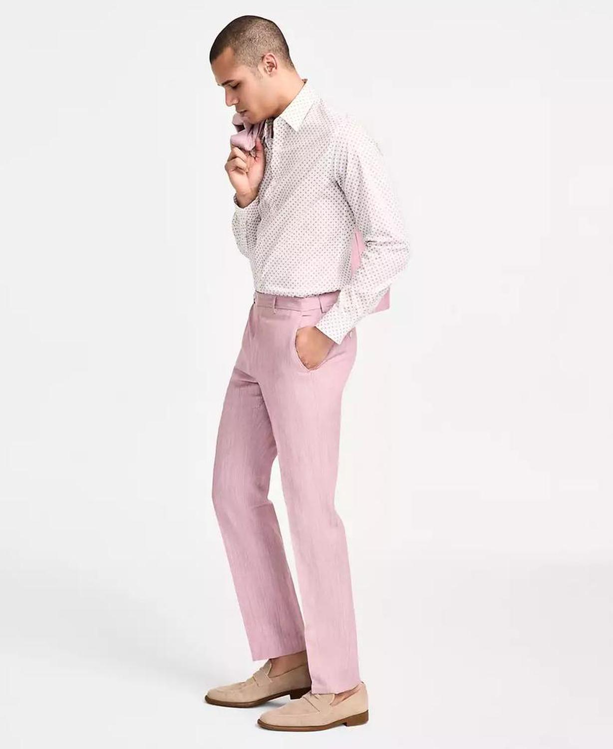 Men's Classic Fit Pink Suit Pants