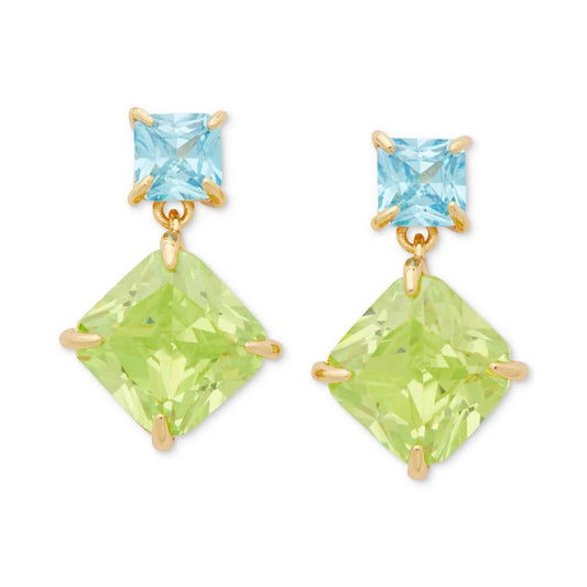 Gold-Tone Color Cubic Zirconia Drop Earrings