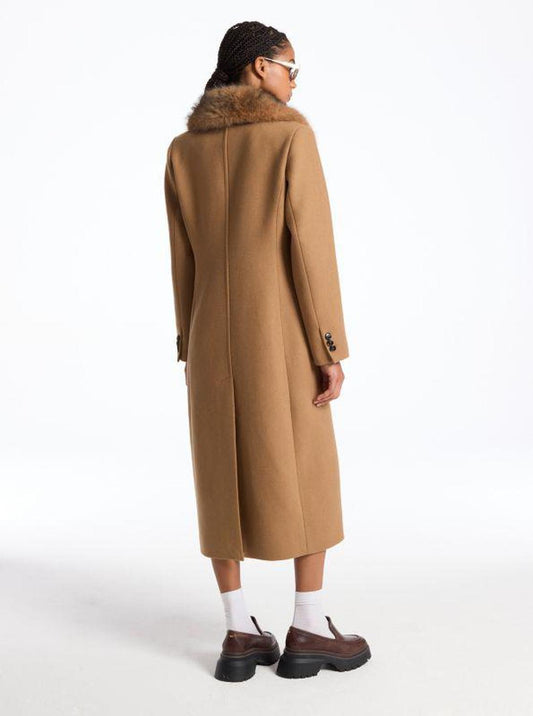 Faux Fur Collar Wool Blend Coat