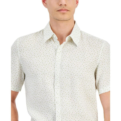 Men's Slim-Fit Floral Ditsy-Print Button-Down Linen Shirt