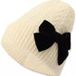 Women's Velvet Bow Cable Knit Beanie