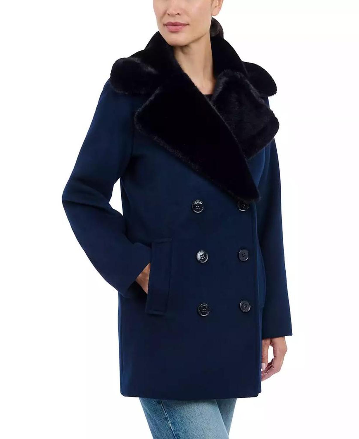 Women's Faux-Fur-Collar Coat