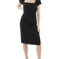 Womens Square Neck Cap Sleeve Midi Dress