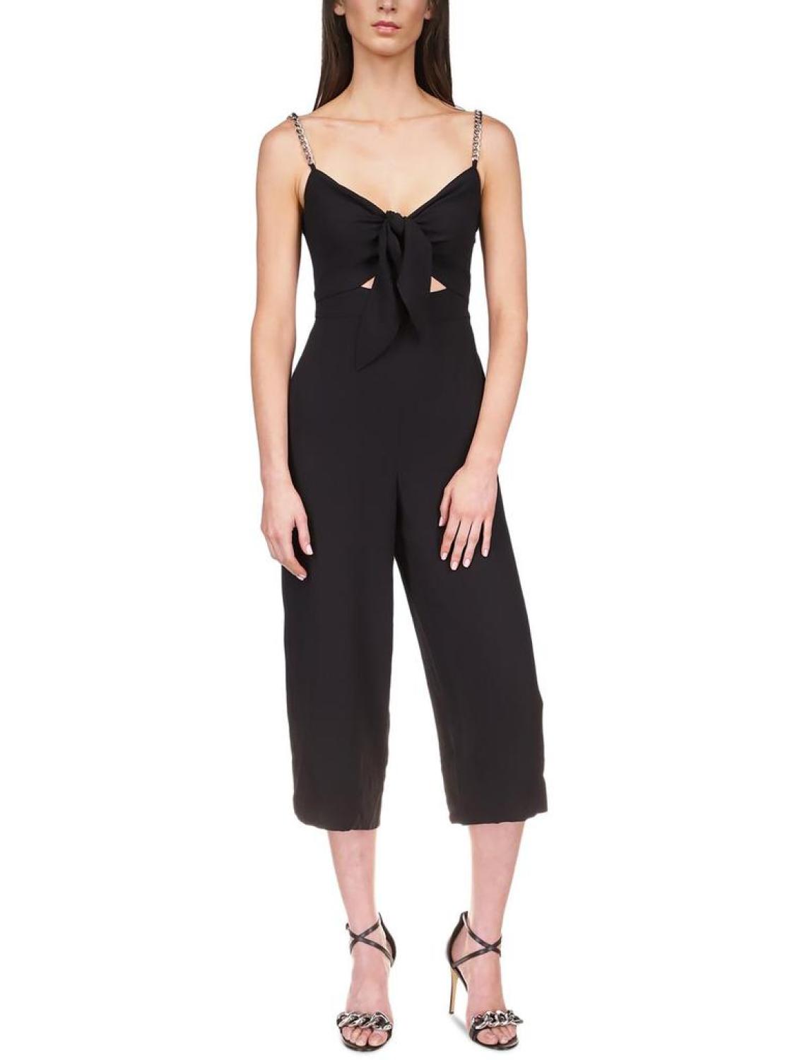 Womens Knot Front Wide Leg Jumpsuit