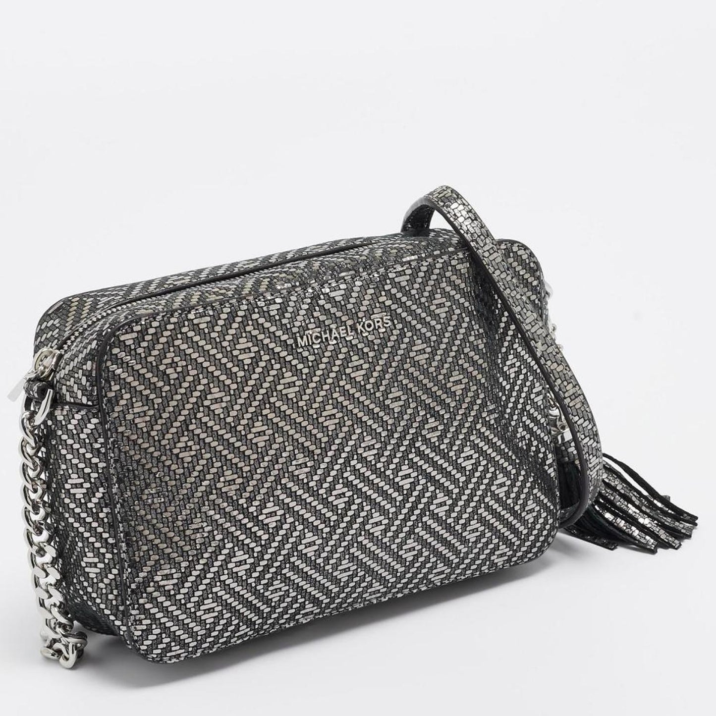 Michael Kors Metallic Textured Leather Ginny Camera Crossbody Bag