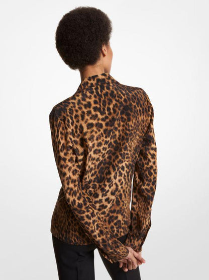 Hansen Leopard Silk Crepe De Chine Shirt