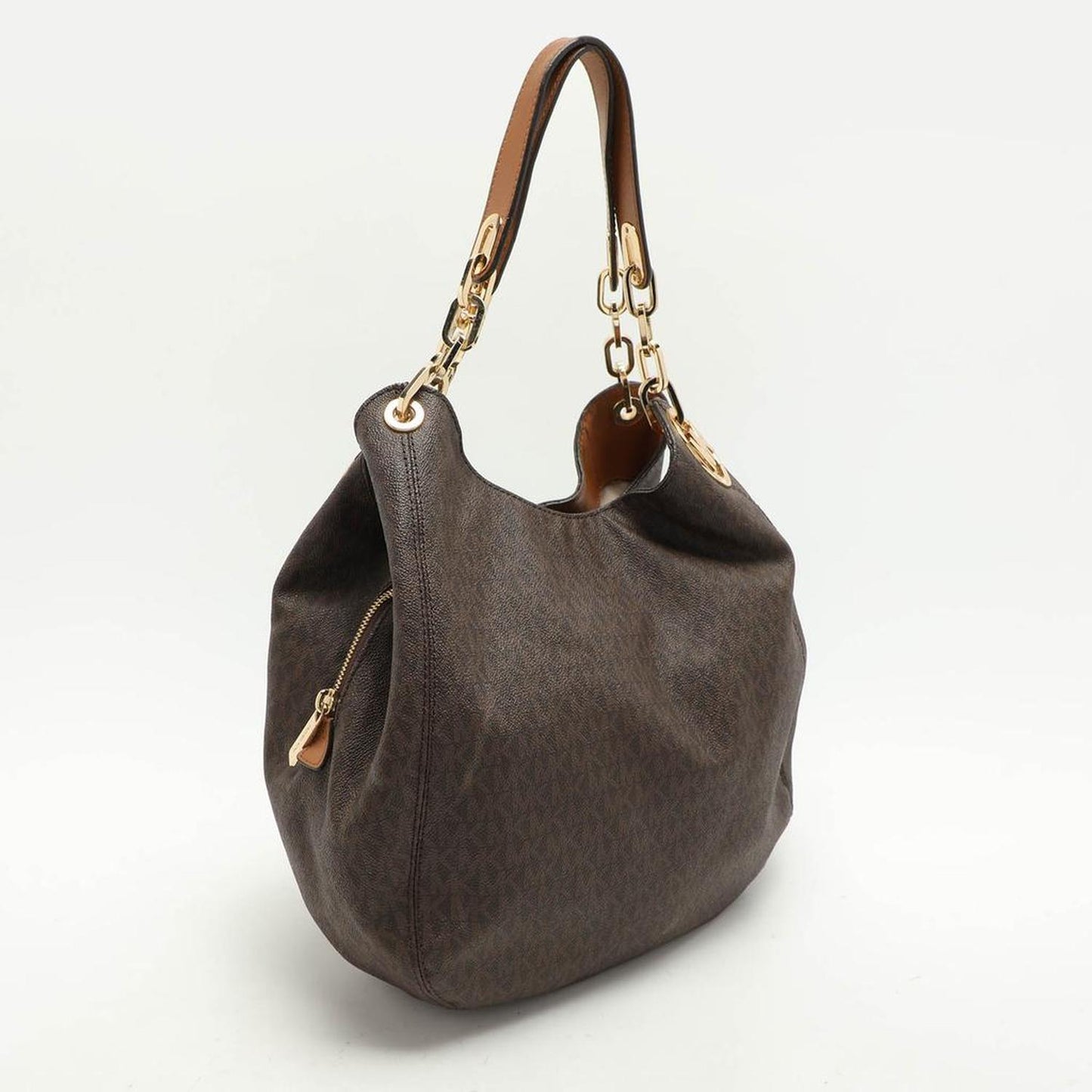 Dark Brown Signature Coated Canvas And Leather Fulton Hobo