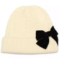 Women's Velvet Bow Cable Knit Beanie