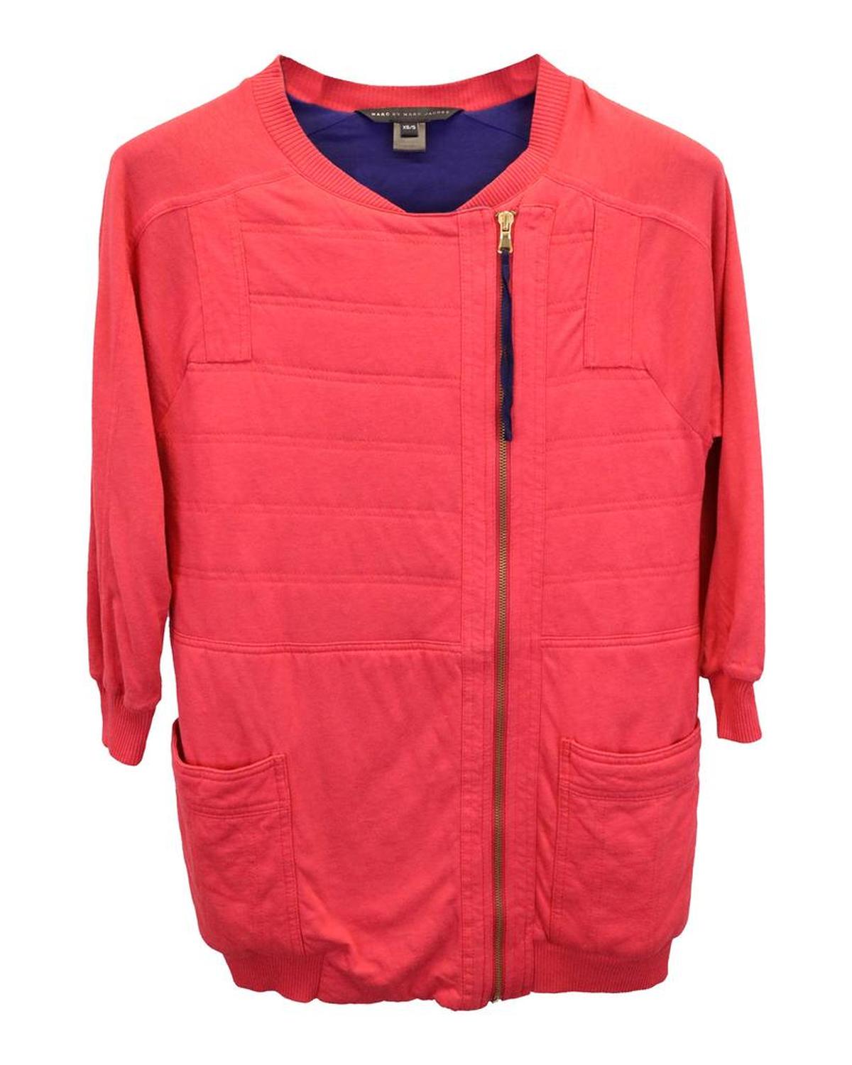 Marc Jacobs Asymmetric Zip Jacket in Red Cotton