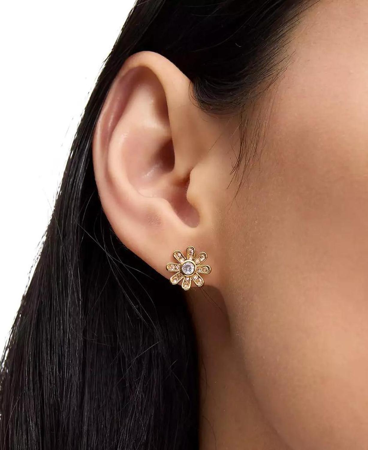 Gold-Tone Bursting Blooms Stud Earrings