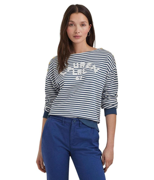 Logo Striped French Terry Top