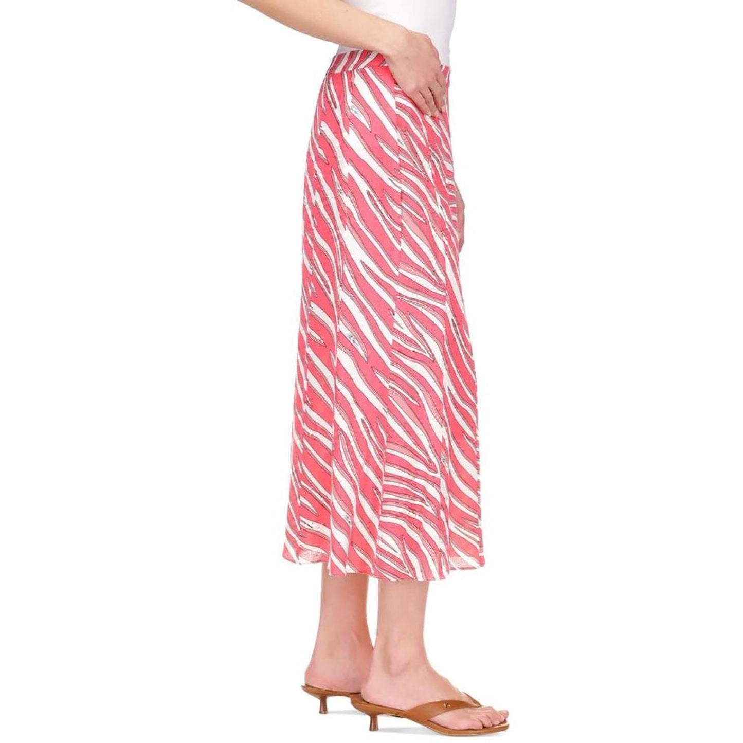 Womens Striped Viscose Midi Skirt