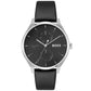 Men's Tyler Quartz Multifunction Black Leather Watch 43mm