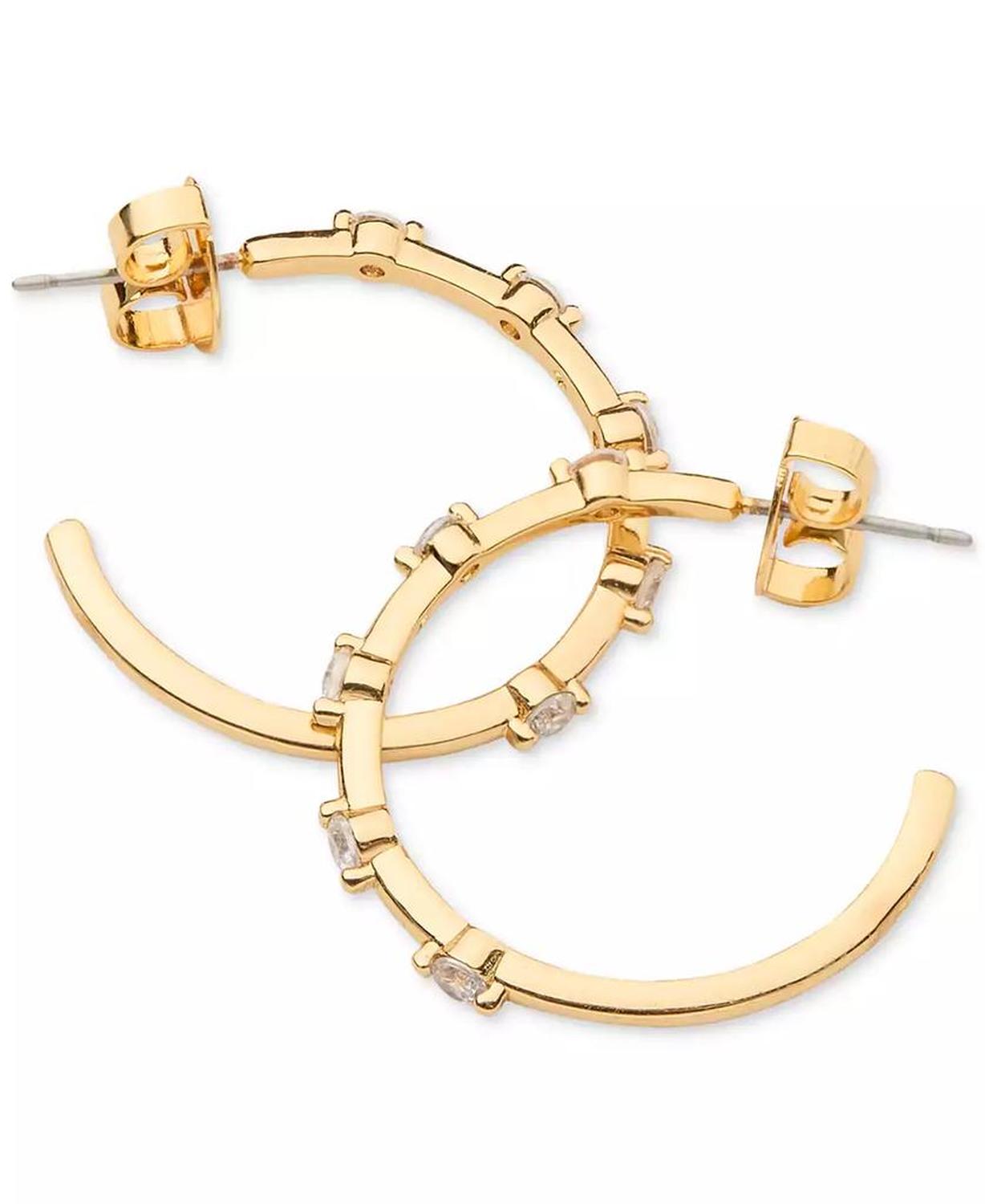 Gold-Tone Hint of Shimmer Small Hoop Earrings, 1"