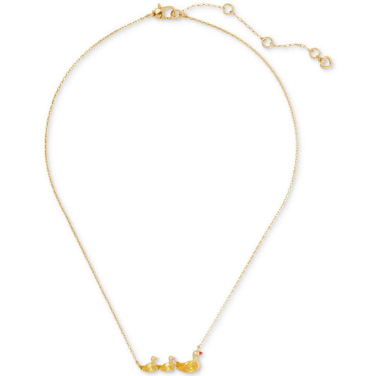 Gold-Tone Cubic Zirconia Ducks In A Row Pendant Necklace, 16" + 3" extender