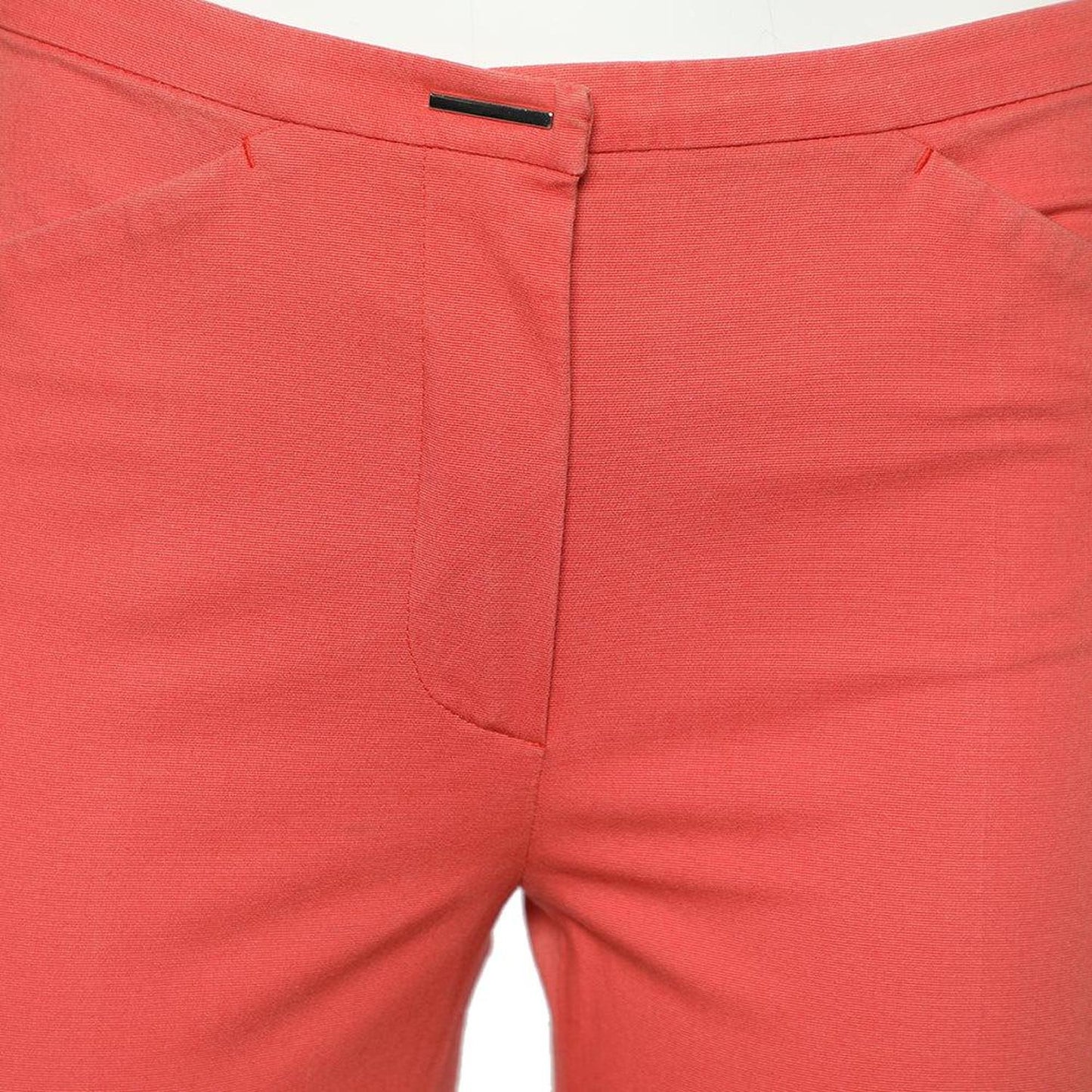 Coral Pink Cotton Tapered Leg Pants S