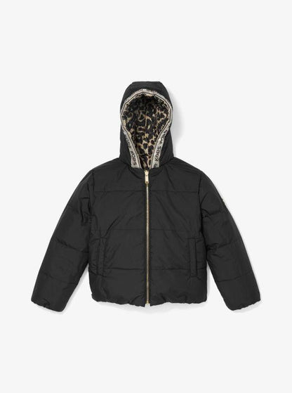 Reversible Leopard Logo Puffer Jacket