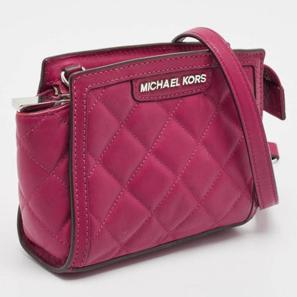 Fuchsia Pink Quilted Leather Micro Selma Tote