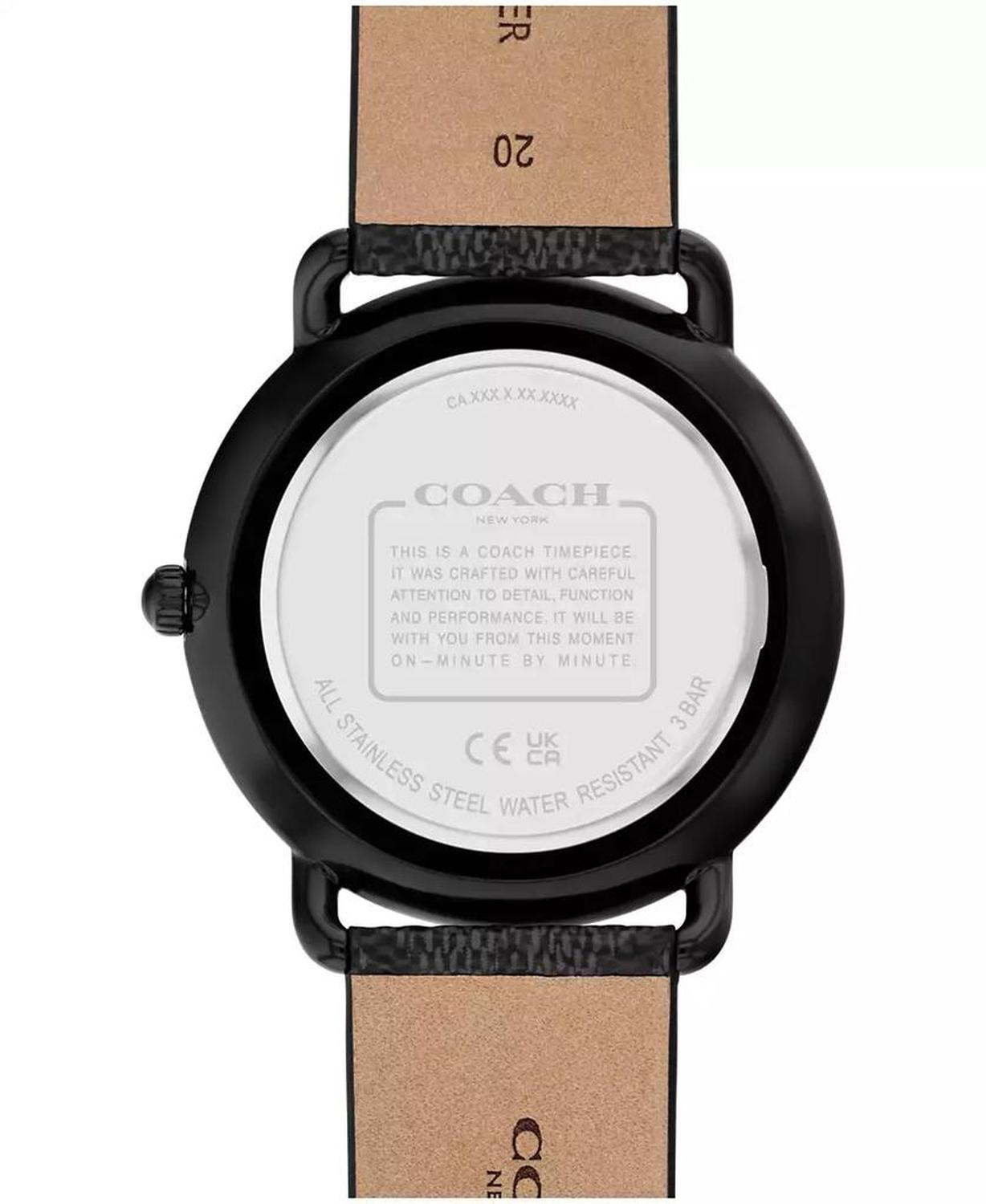 Men's Elliot Signature Charcoal Leather Strap Watch 41mm