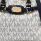 Michael Kors White/blue Signature Coated Canvas East West Hamilton Tote