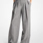 Wool Flannel Pleated Wide-Leg Trousers