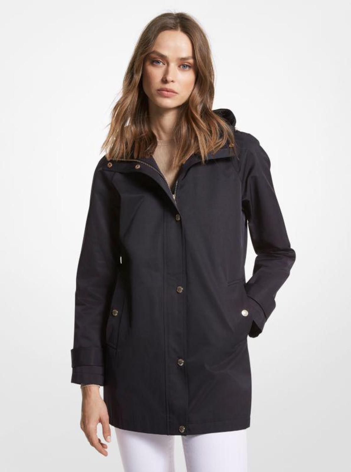 Cotton Blend Hooded Raincoat