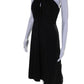 Womens Silk Halter Top Lined Zip Classy A-Line Dress Black