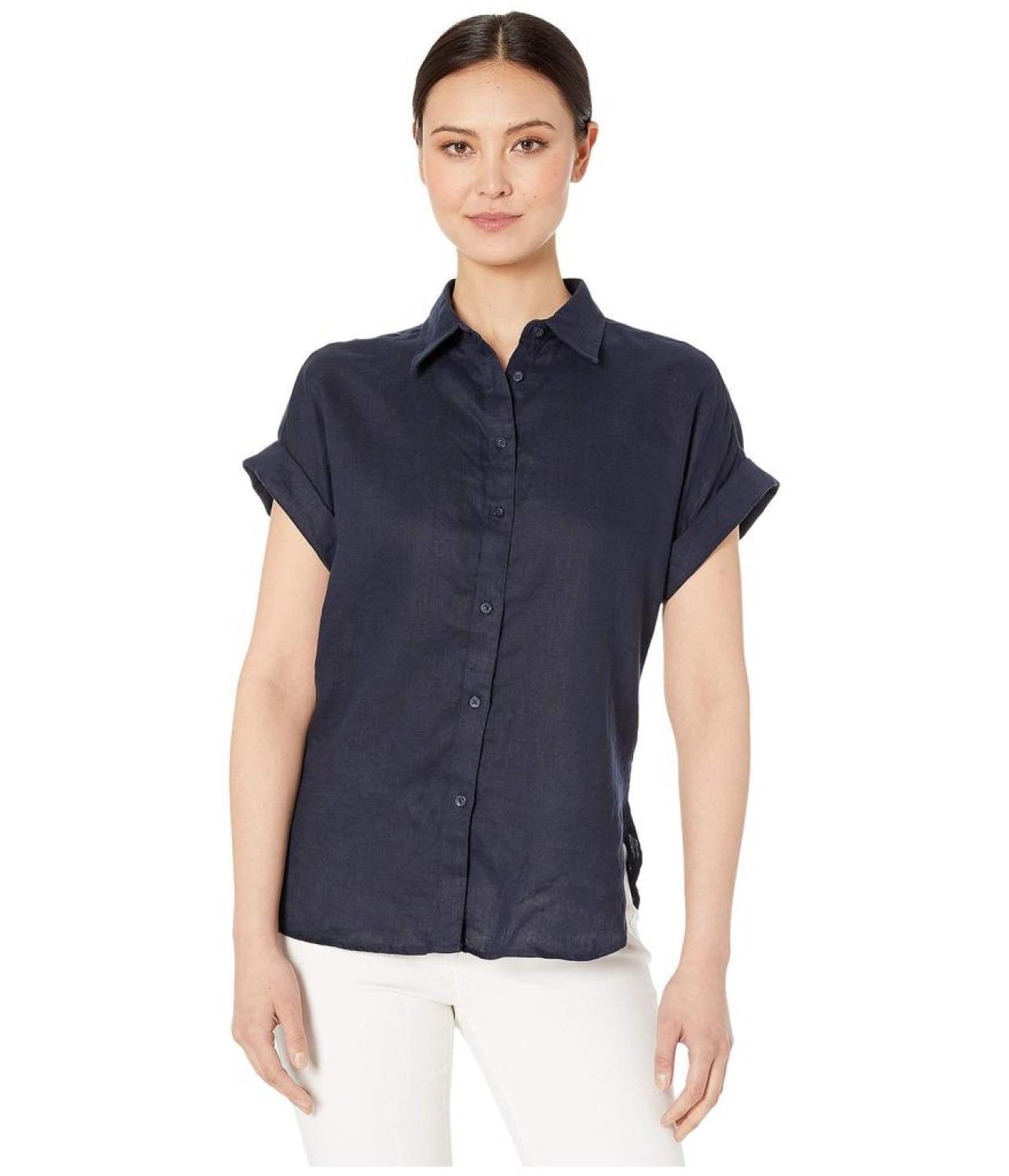 Linen Dolman-Sleeve Shirt