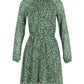 Michael Michael Kors Printed Long Sleeve Dress in Green Silk