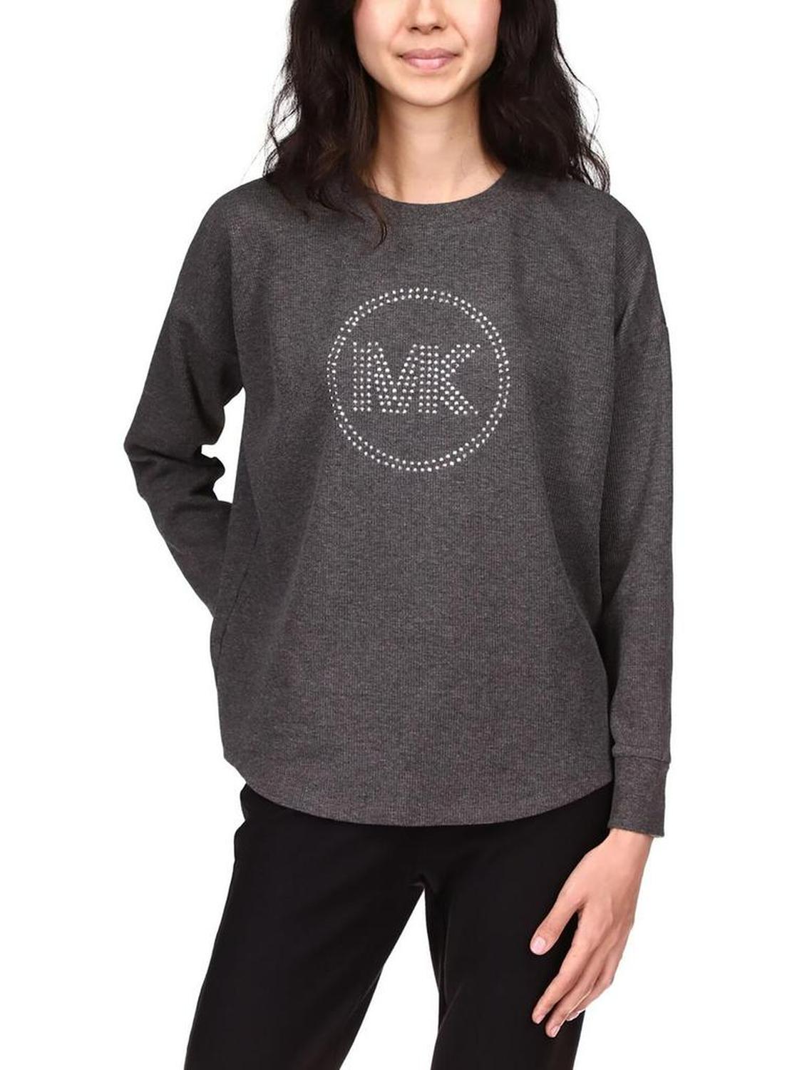 Womens Logo Ribbed Pullover Top