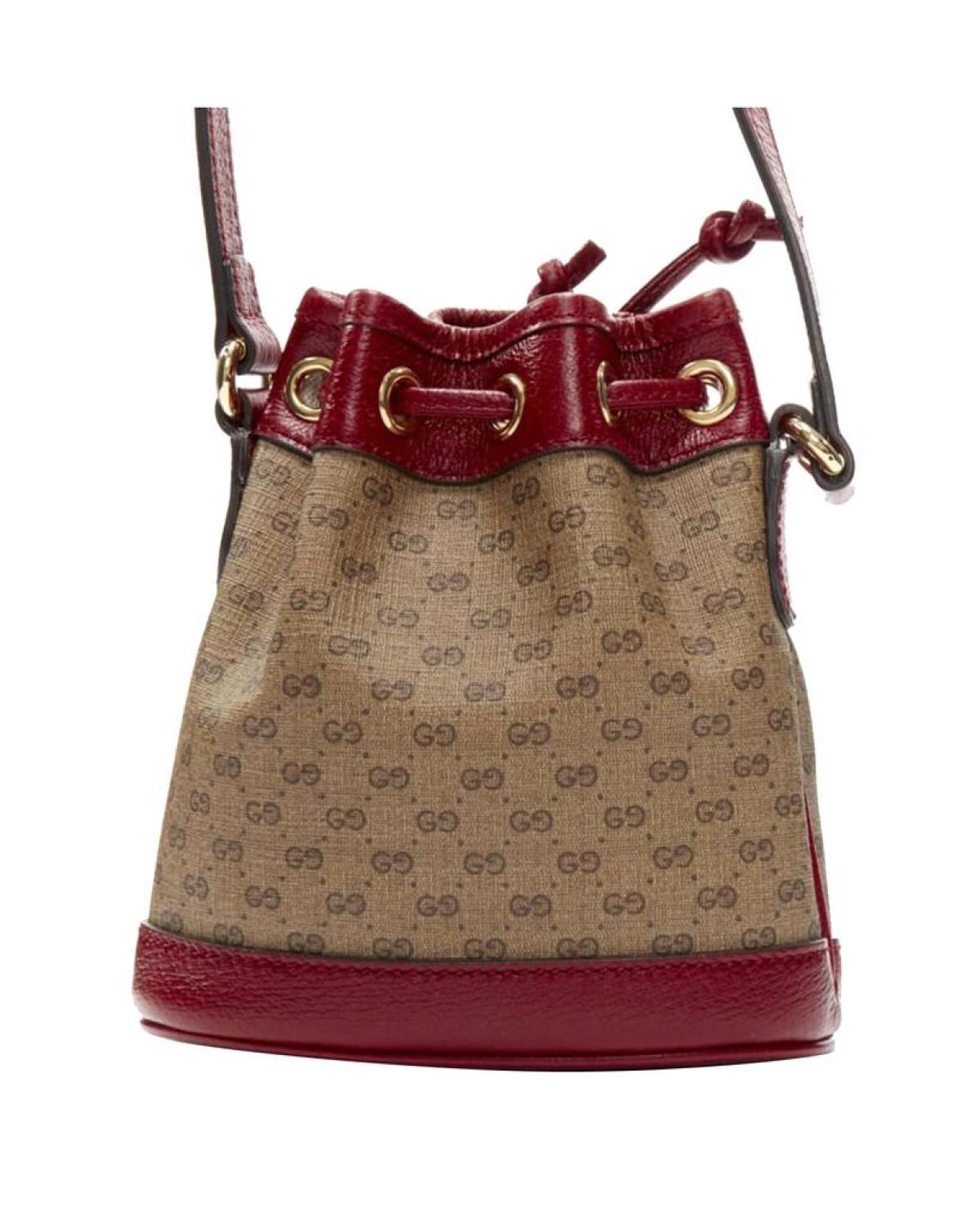 new GUCCI DORAEMON 2021 Limited GG Supreme red drawstring crossbody bucket bag