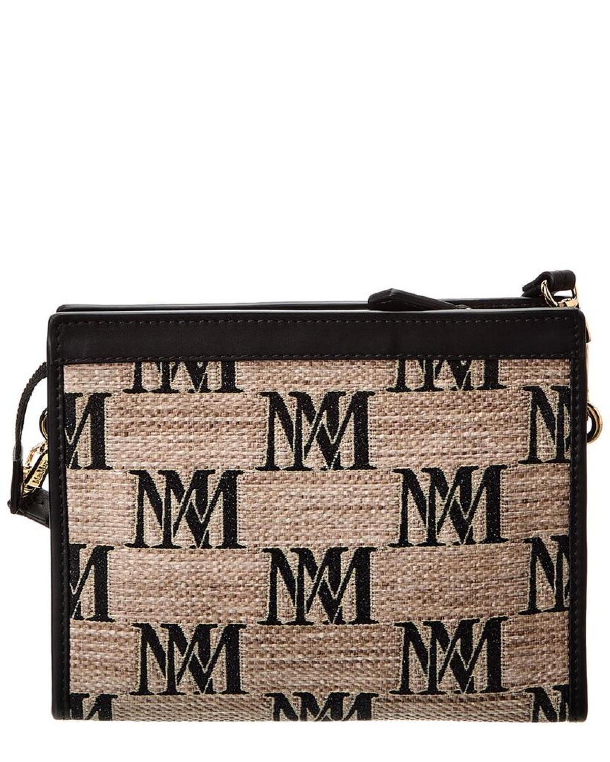 Max Mara Logo Embroidered Leather-Trim Pouch