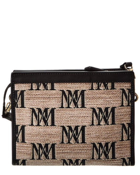 Max Mara Logo Embroidered Leather-Trim Pouch