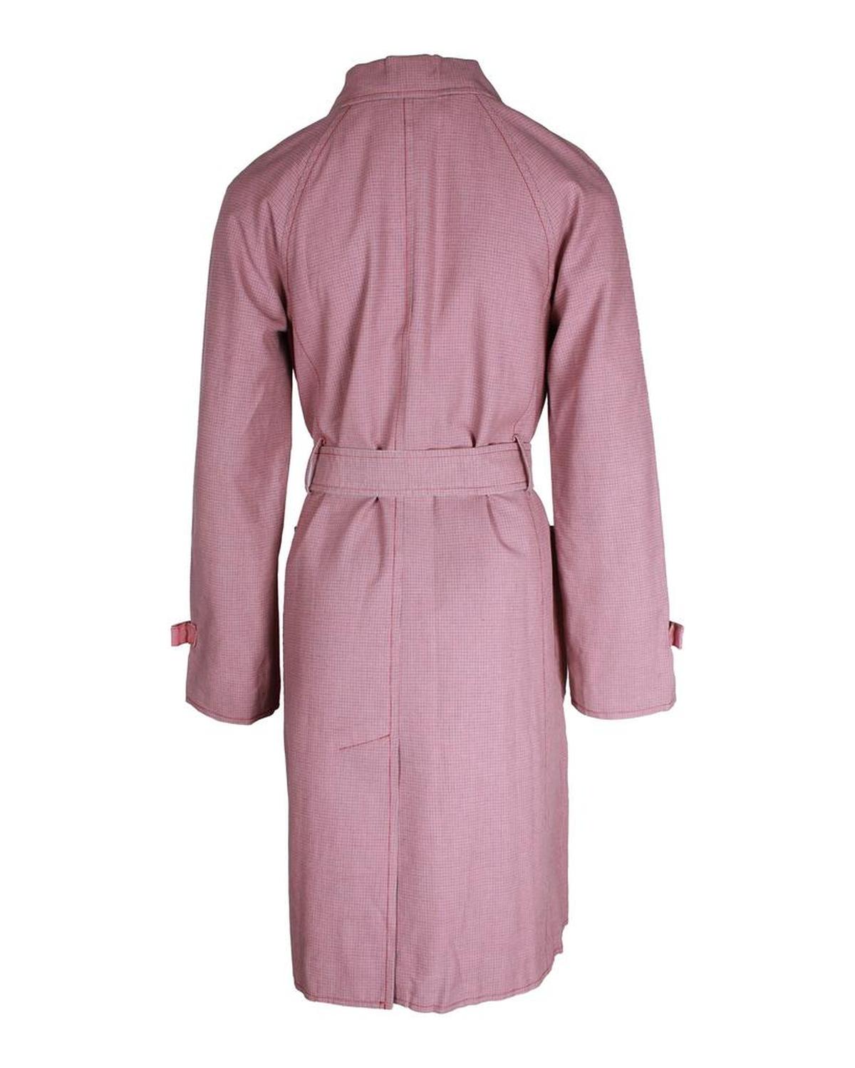 Marc Jacobs Micro Plaid Bow Detail Trench Coat in Pink Cotton