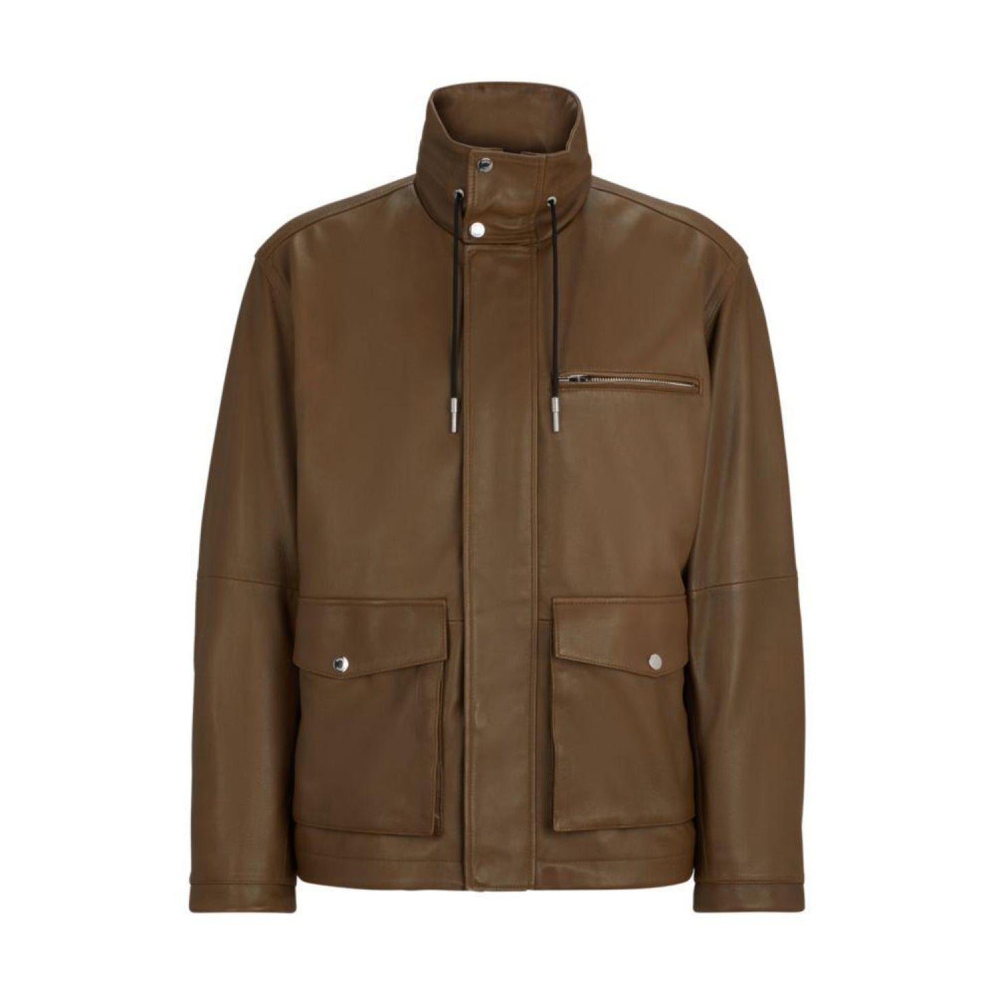 Relaxed-fit jacket in lamb leather with inside pockets