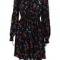 Kate Spade New York Womens Floral V-Neck Smock Waist Long Dress Black