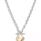 Faux Stone Signature Heart Padlock Pendant Necklace