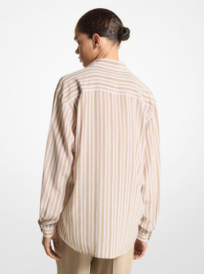 Striped Silk Crepe De Chine Boyfriend Shirt