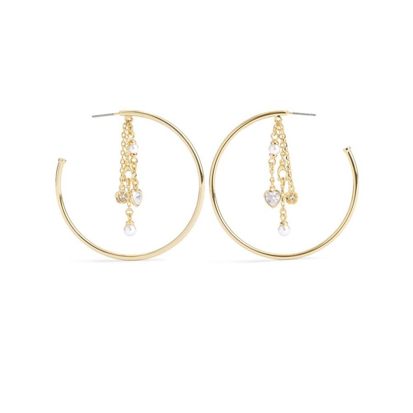 Faux Stone Signature Charm Hoop Earrings