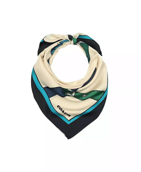 Women's Trompe L'Oeil Belt Print Silk Square Scarf