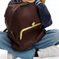 Leather Kisslock Large Frame Backpack