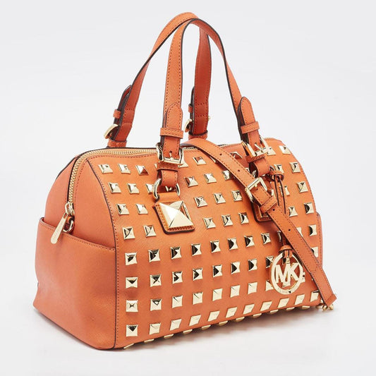 Michael Michael Kors Studded Leather Grayson Boston Bag