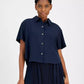 MICHAEL Women's Pleated-Back Button-Front Top