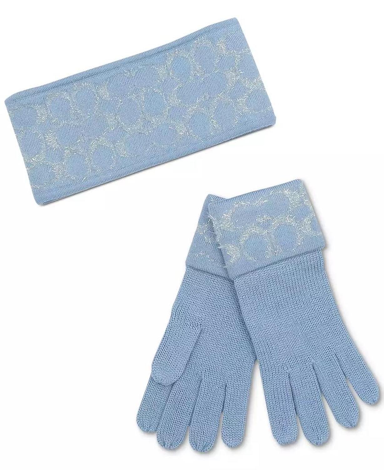 Women's Signature C Metallic Headband and Touch Tip Gloves Set