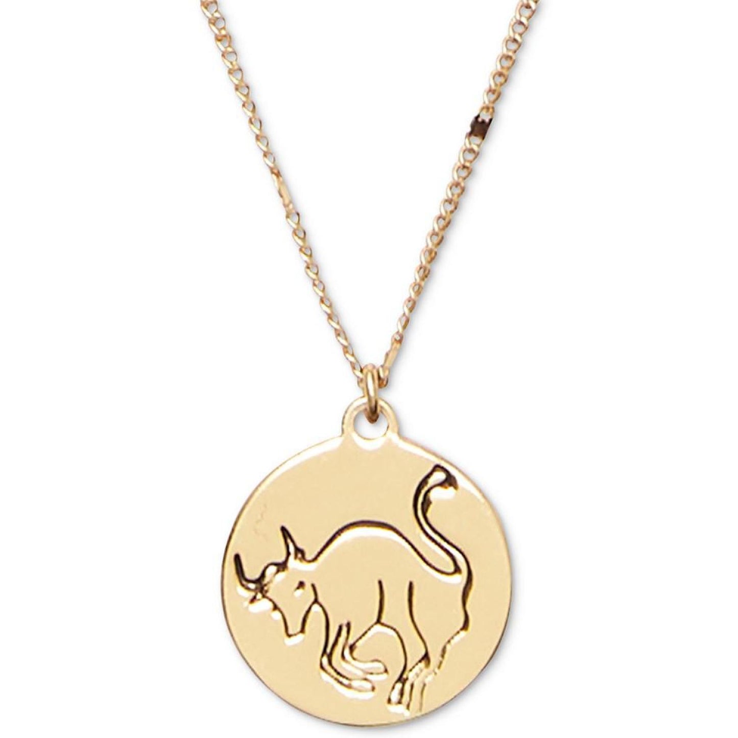 Gold-Tone Zodiac Disc Pendant Necklace, 17" + 3" extender