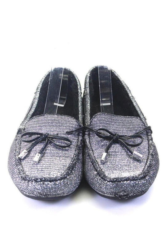 Michael Michael Kors Womens Silver Glitter Slip On Loafer Slipper